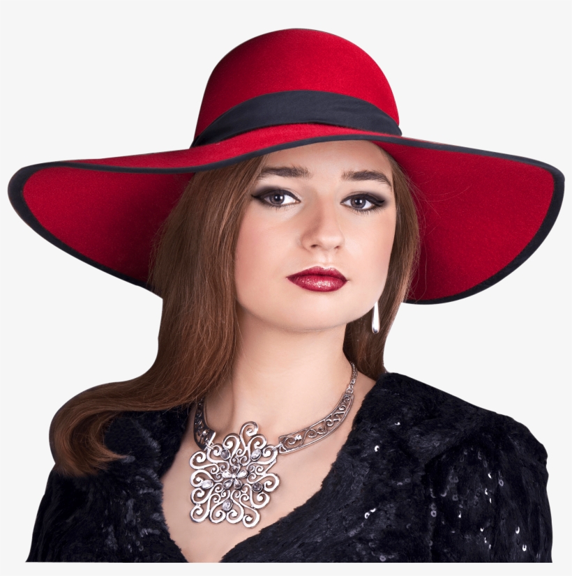 Woman Png Image - Woman In Black Dres And Hat, transparent png download