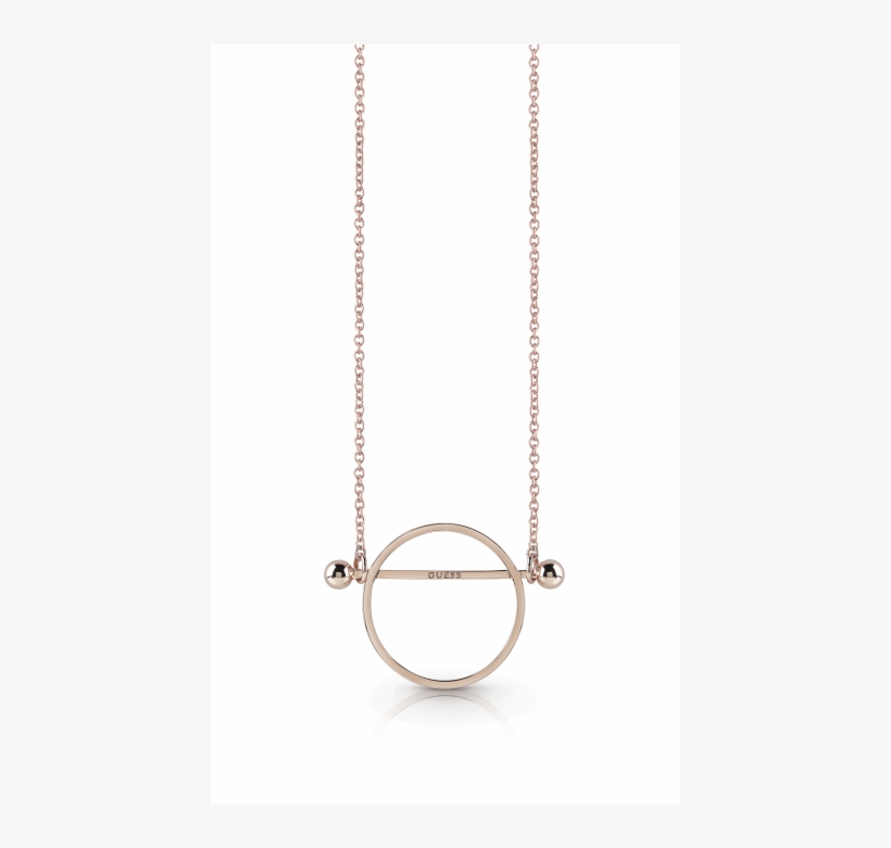 Guess Rose Gold Circle & Bar Necklace - Necklace, transparent png download