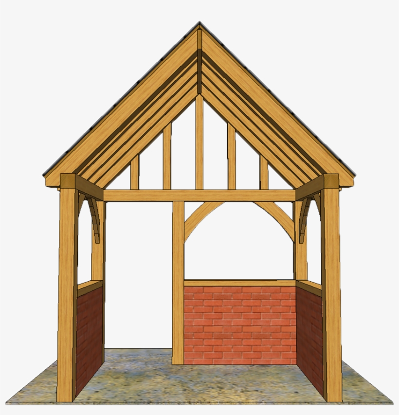 Large Oak Porch Inside View On Brick - Brick, transparent png download