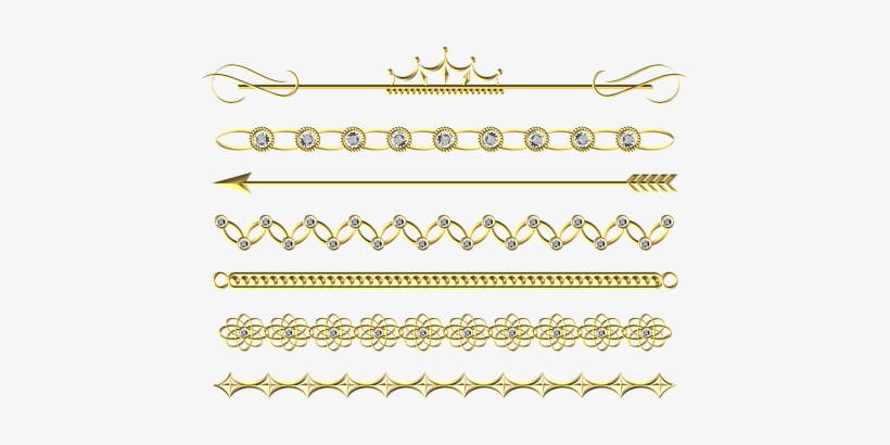 Gold, Divider, Line, Border, Set, Pack - Ligne Stylisé Png, transparent png download