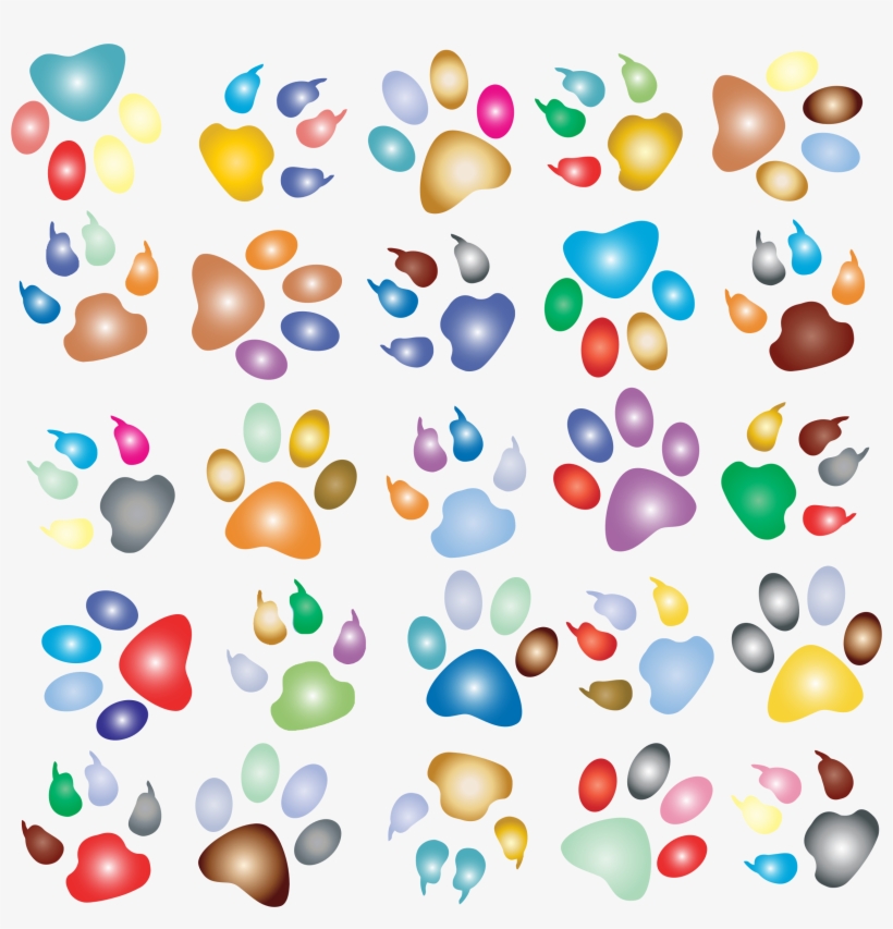 This Free Icons Png Design Of Colorful Paw Prints Pattern, transparent png download