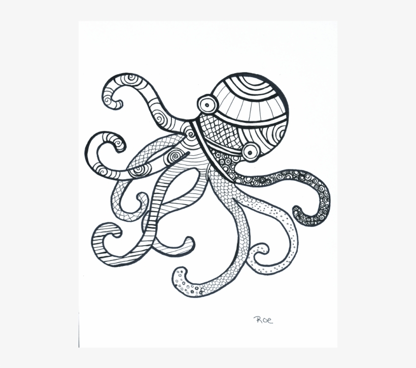 Black Ink Octopus Illustration - Octopus, transparent png download