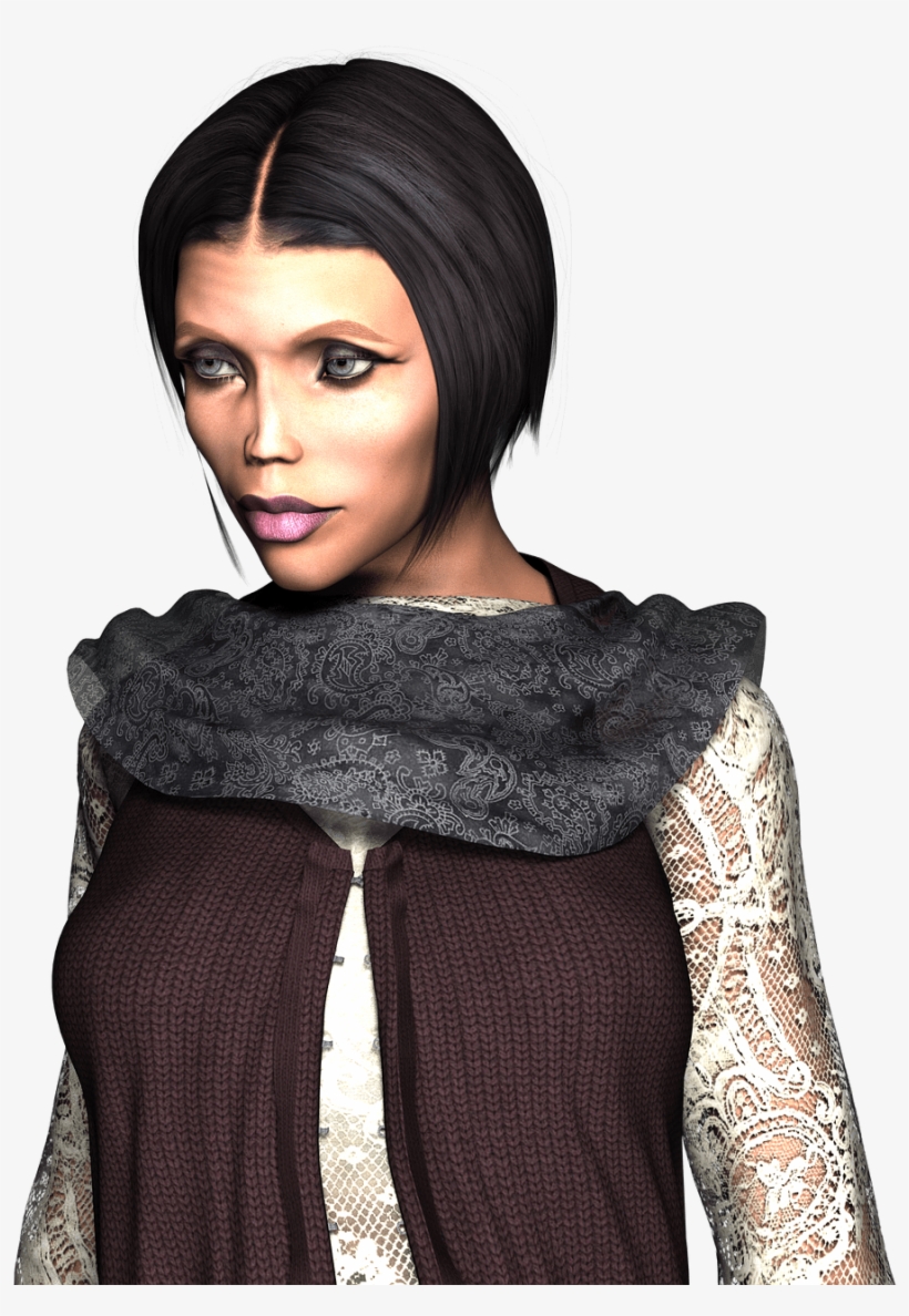 Woman Grey Scarf Png - 3 4 Pose Gezicht, transparent png download