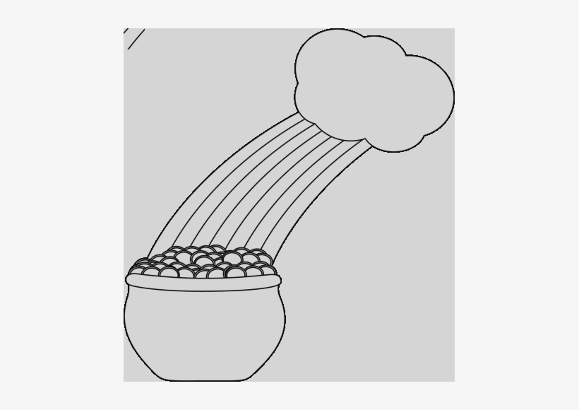 Clip Art Black And White Pot Of Gold With Rainbow And - Gold, transparent png download