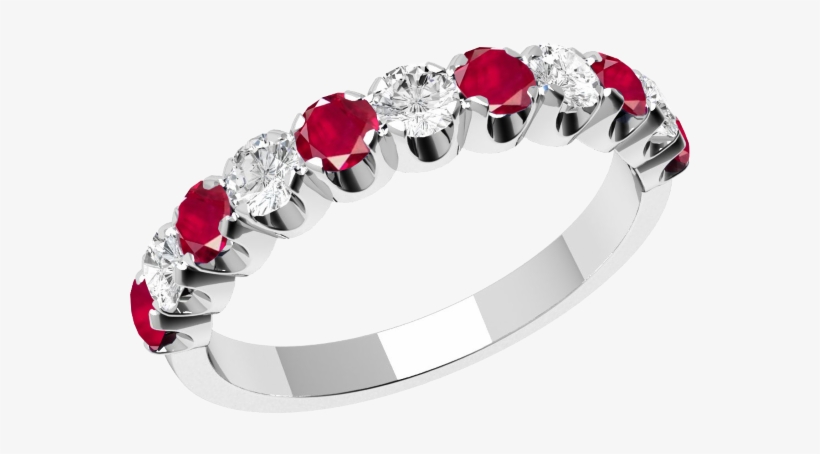 Ruby And Diamond Ring For Women In 18ct White Gold - Purely Diamonds 0.15ct Ruby & Diamond Eternity, transparent png download