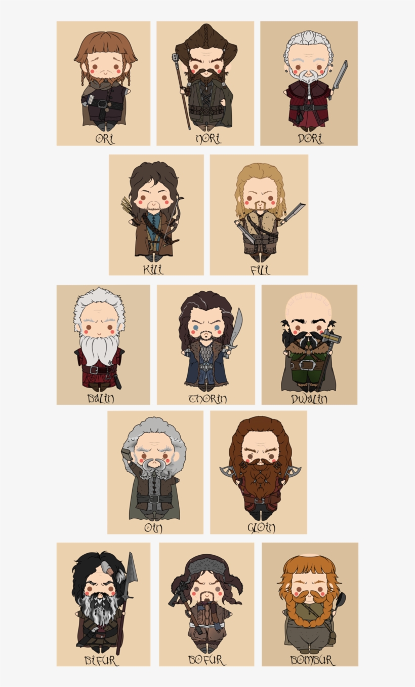 All The Dwarves - Thorin And Company Cartoon, transparent png download