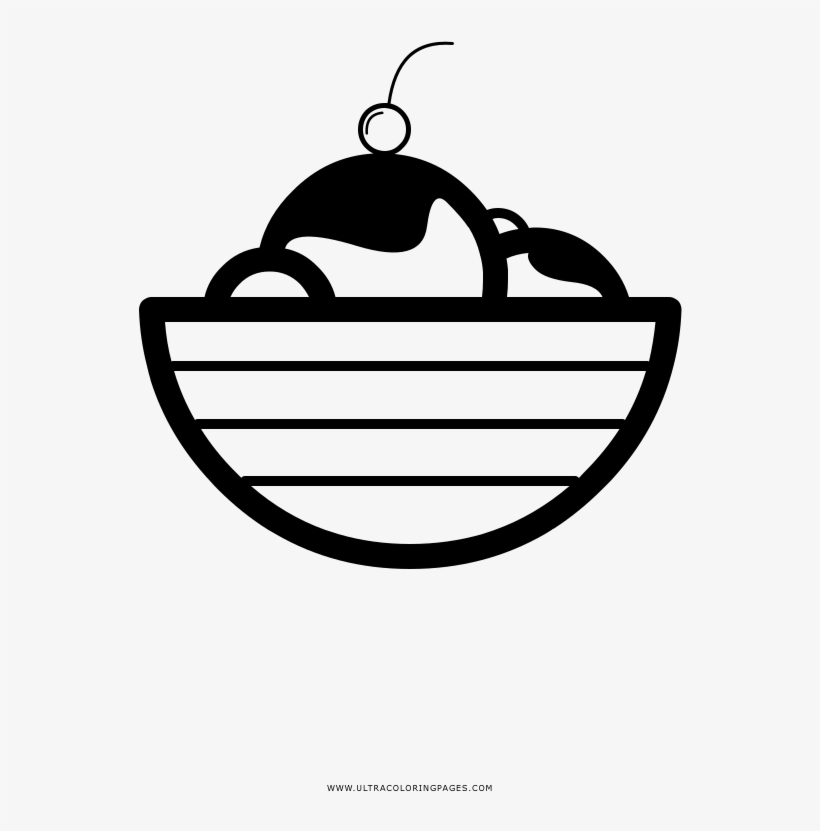 Ice Cream Bowl Coloring Page, transparent png download