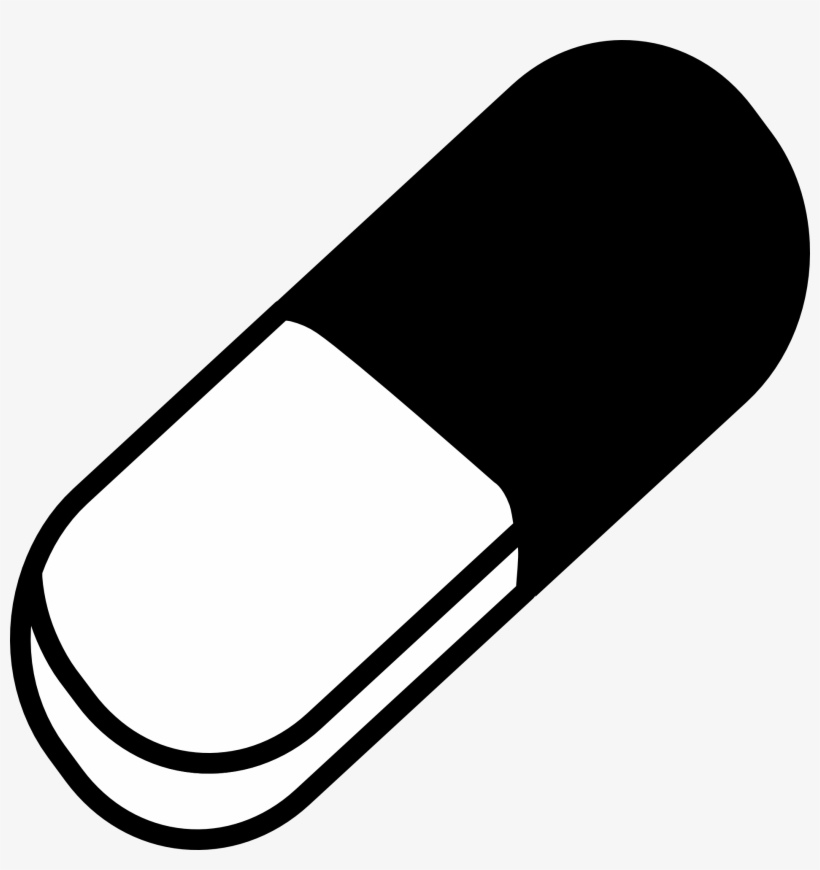 Pill Capsule - Pill Clipart Black And White Png, transparent png download