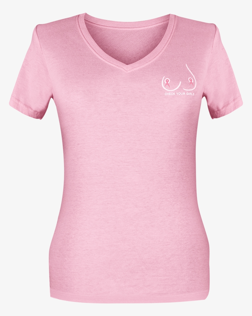 7 Pink V Neck Front - Pink V Neck Shirt Png, transparent png download