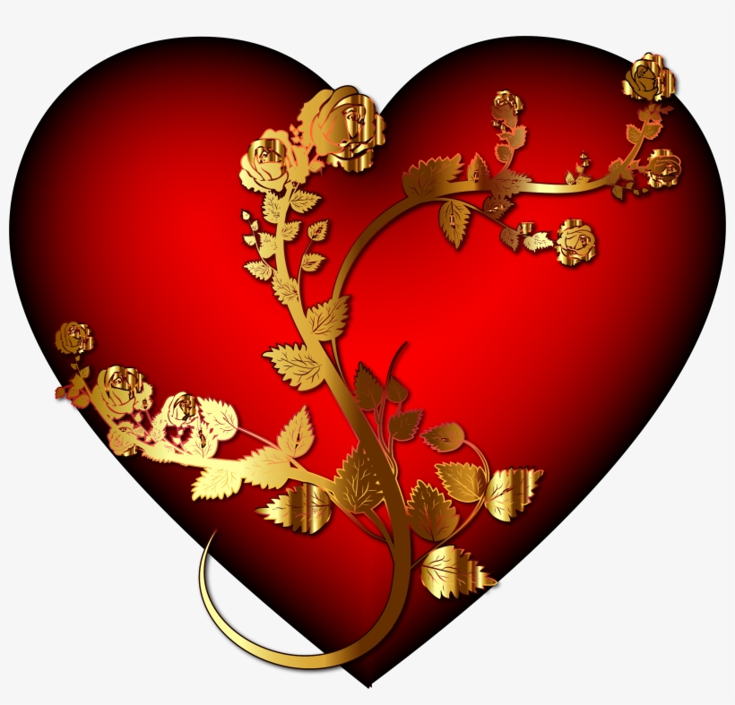 Big Image - Golden Rose Heart, transparent png download