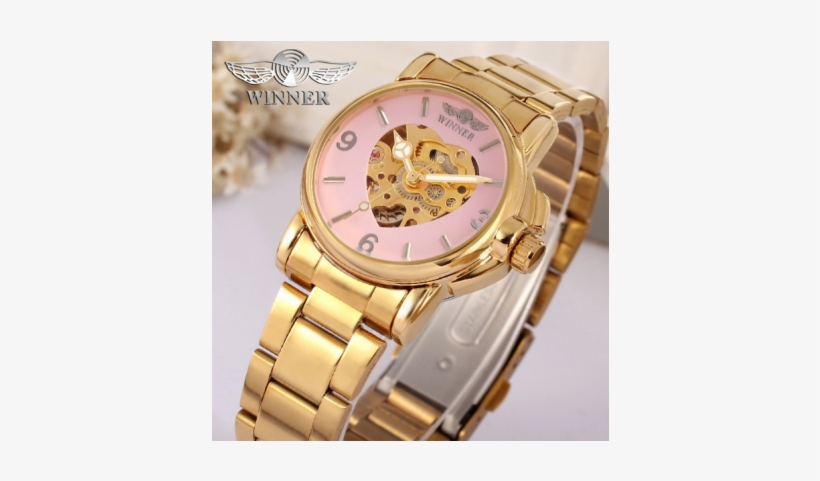 2018 Lady Watch Winner Golden Heart Shape Skeleton - Watch, transparent png download