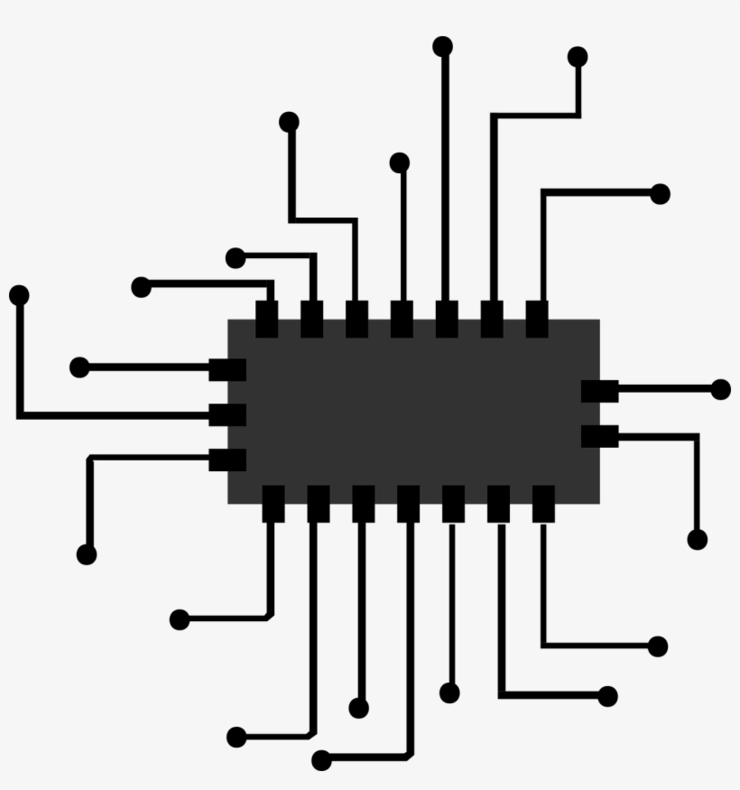 Blockchain Use-case Tiny Computer Chip - Black And White Technology Clipart, transparent png download