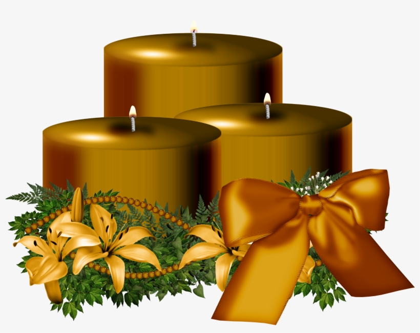Golden Christmas Candle Png Image - Christmas Candle Png, transparent png download