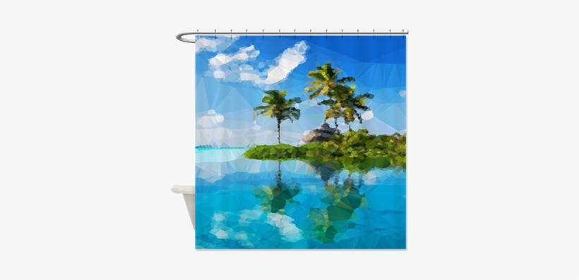 Tropical Island Paradise Polygon Shower Curtain Sylvania