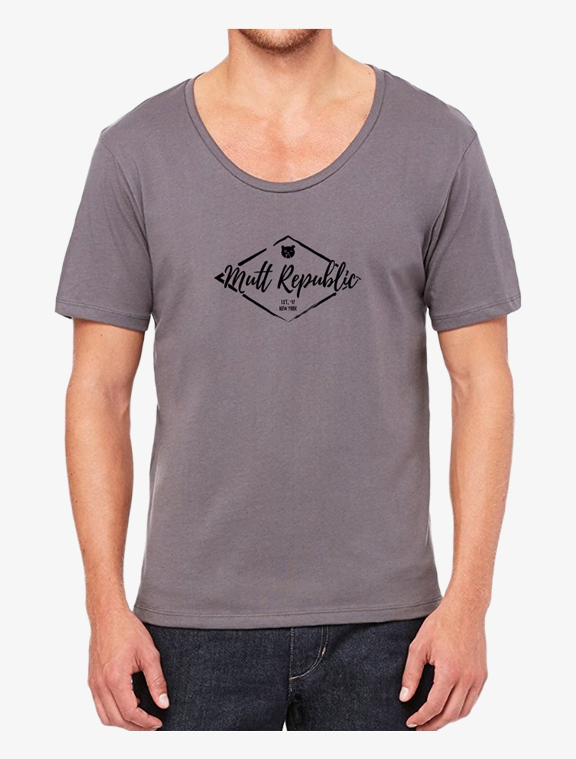Mutt Diamond Emblem Men's Wide Neck Asphalt T-shirt - Loose Neck T Shirt, transparent png download