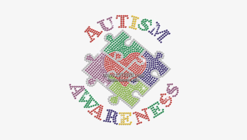 Colorful Autism Awareness Iron On Rhinestone Transfer - Cross-stitch, transparent png download