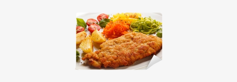 Pork Chop, Baked Potatoes And Vegetable Salad Wall - Kotlet Schabowy Z Ziemniakami I Surówką, transparent png download