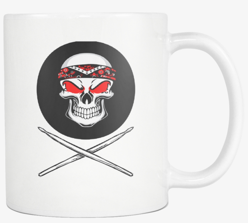Skull And Drumsticks - Mug, transparent png download