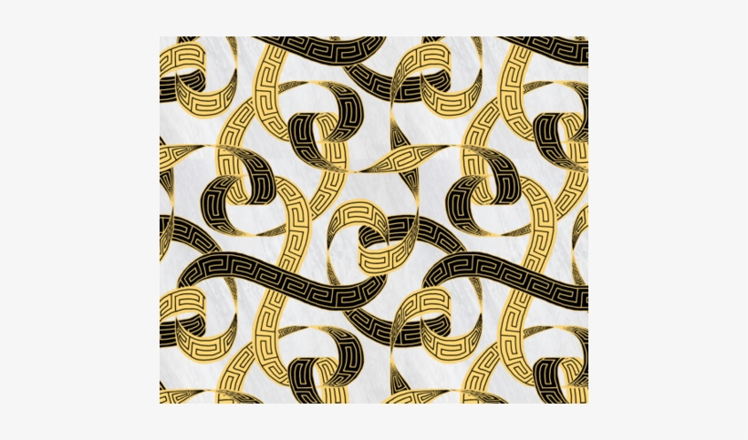 Greek Key Ribbon Black And Gold On Marble Fabric By - Textile, transparent png download