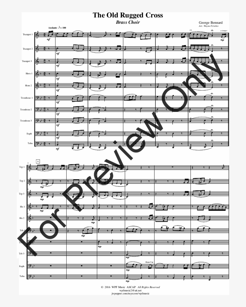 The Old Rugged Cross Thumbnail - British Grenadiers March Score, transparent png download