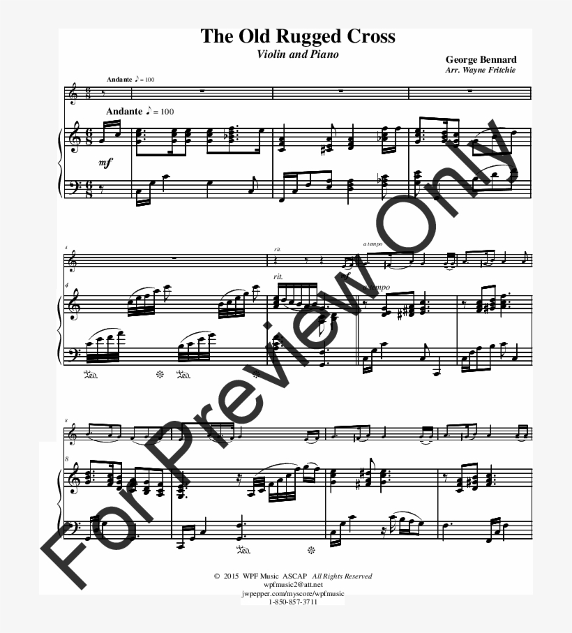 The Old Rugged Cross Thumbnail - Sheet Music, transparent png download