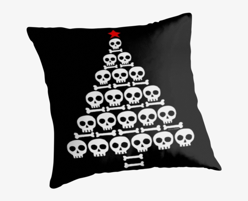 White Skull And Bones Christmas Tree Throw Pillow - Skull Xmas Tree Ornament (round), transparent png download