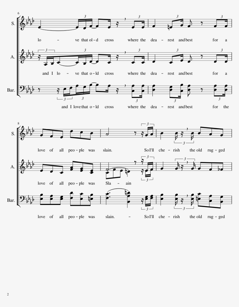 The Old Rugged Cross Sheet Music 2 Of 7 Pages - Music, transparent png download