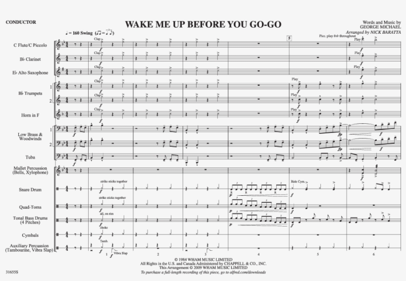 Wake Me Up Before You Go Go Thumbnail - Wake Me Up Before You Go Go Notes, transparent png download