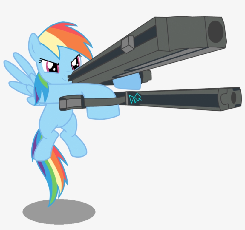 Uploaded - Rainbow Dash With Gun, transparent png download
