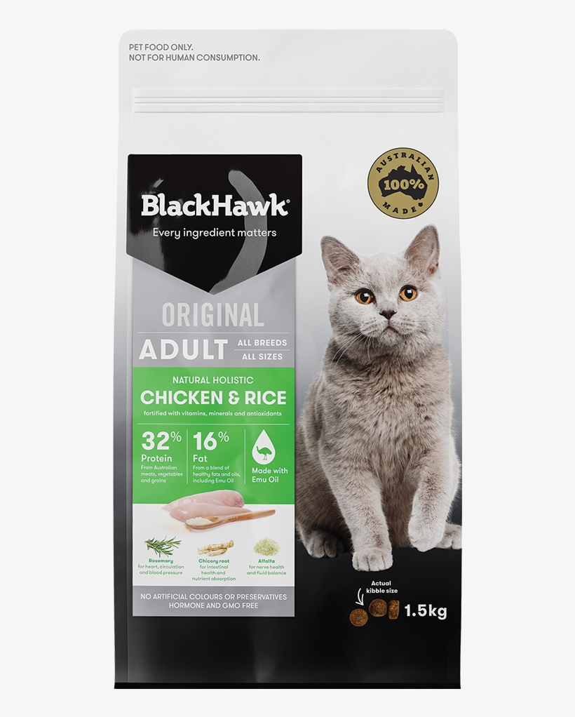 Adult Cat Chicken & Rice - Blackhawk Cat 8kg, transparent png download