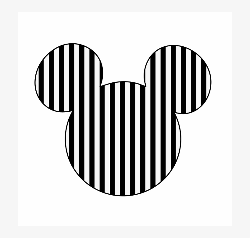 Cabeza Mickey Rayas Negras Blancas - Mini, transparent png download