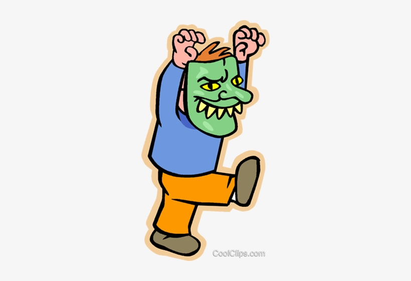 Boy With Scary Halloween Mask Royalty Free Vector Clip - Halloween, transparent png download