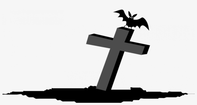 Grave With Bat Vector Image - Halloween Png, transparent png download