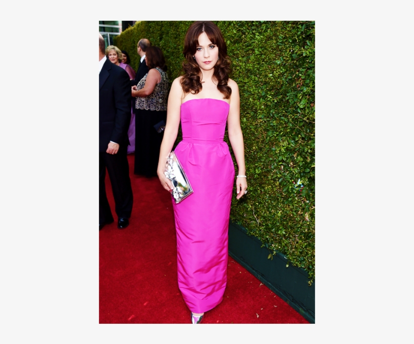 Zooey Deschanel Hot Pink Prom Dress 2014 Primetime - Zooey Deschanel, transparent png download