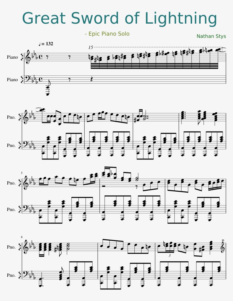 Great Sword Of Lightning Sheet Music Composed By Nathan - 3 Point Lighting, transparent png download
