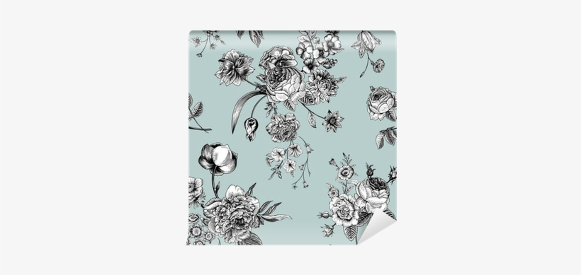 Seamless Vector Vintage Pattern - Graham & Brown Fresco Victoriana Wallpaper - Blue, transparent png download