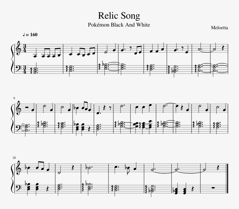 Relic Song Sheet Music Composed By Meloetta 1 Of 1 - Stardew Valley Piano Sheet Music, transparent png download