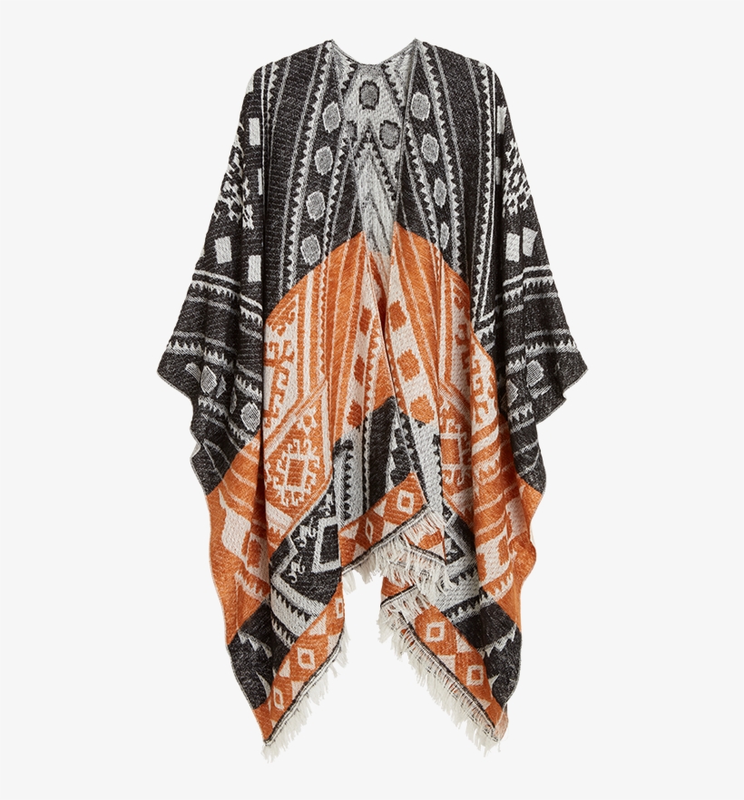 Patterned Poncho Orange - Poncho, transparent png download