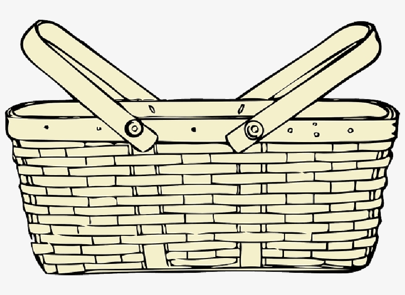 Basket Woven Picnic Black Beige Wicker Wea - Basket Clipart, transparent png download