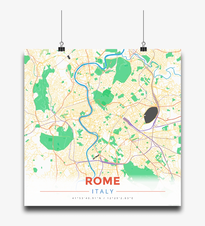 Premium Map Poster Of Rome Italy - Butler, transparent png download