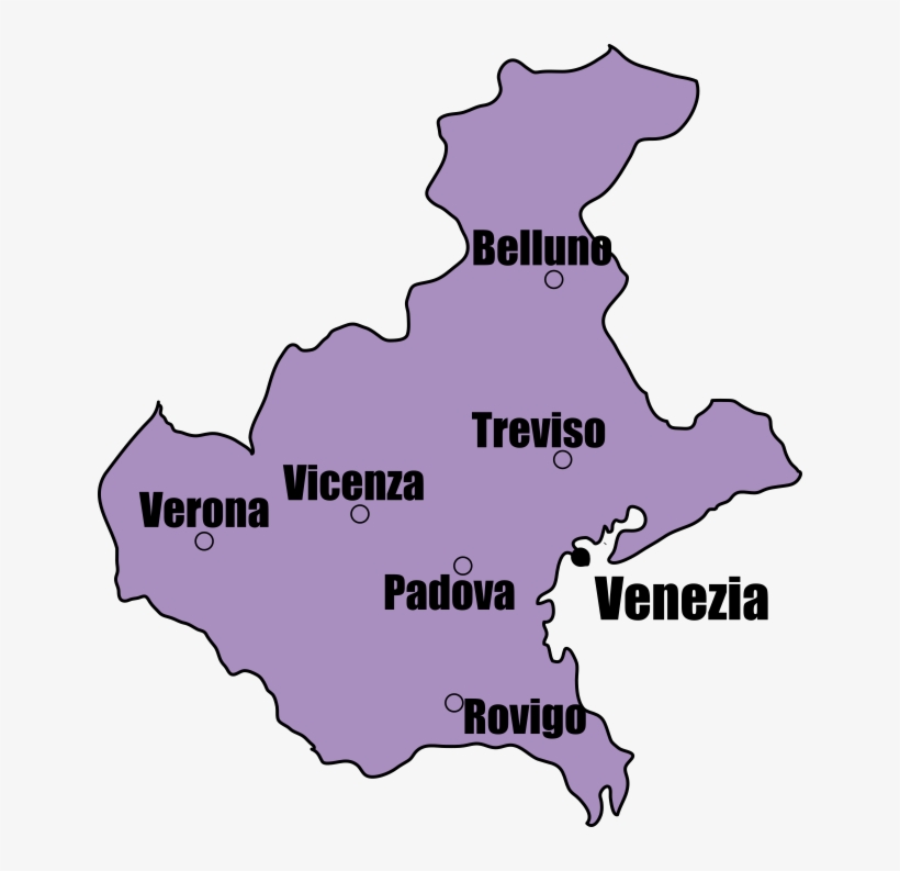 Veneto Italy Veneto Map - Major Cities In Veneto, transparent png download