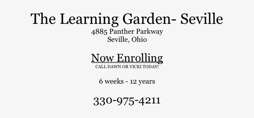 The Learning Garden- Seville 4885 Panther Parkway Seville, - Rosehill Funeral Home, transparent png download