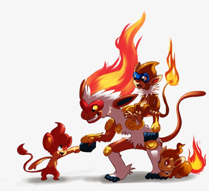 Infernape Fistbumping A Pansear Chimchar And Infernape PNG Image