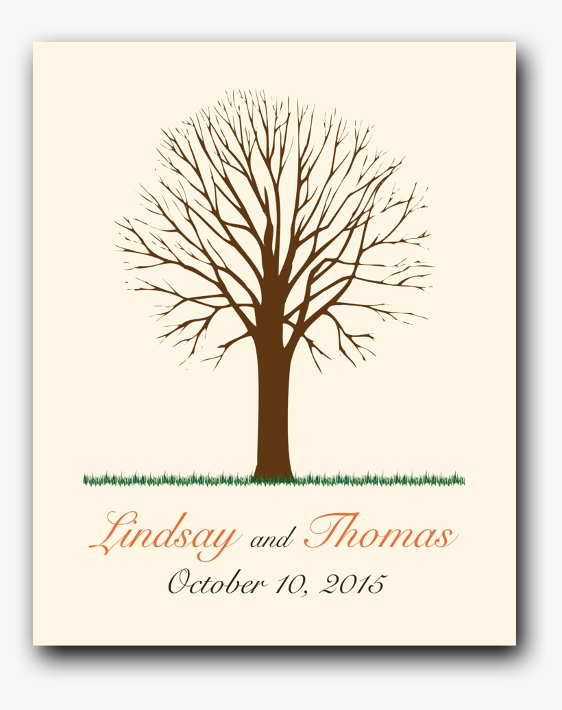 Fall Tree Thumbprint Tree - Live In The Moment Tile Coaster, transparent png download
