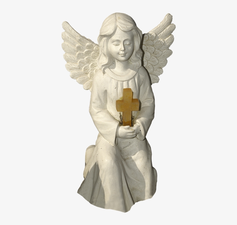 Figure, Angel, Cross, Kneeling, Cherub, Ceramic - Angel Cerámica Png, transparent png download