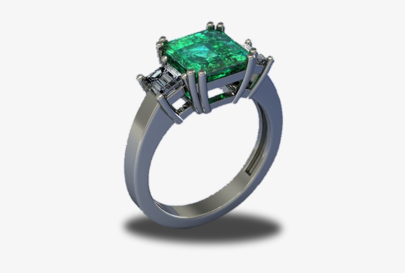 Precious Gemstones Emerald Center Stone - Ring, transparent png download