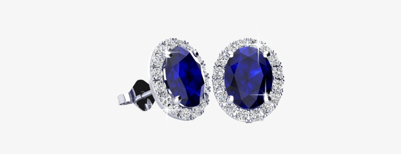 Gemstone Earrings - Blue Sapphire Oval Shape Earrings, transparent png download