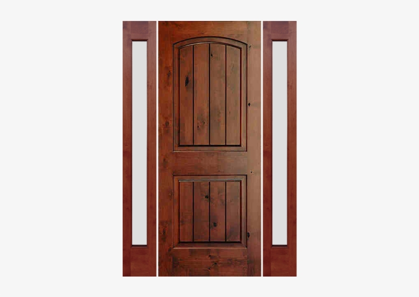Krosswood Knotty Alder 2 Panel Top Rail Arch With V - Door, transparent png download