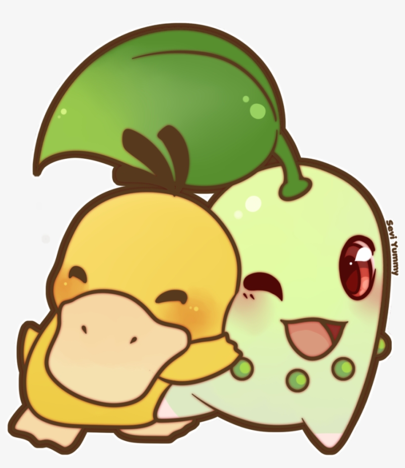 Chibi Chikorita & Psyduck Support Me On Patreon - Psyduck Chibi, transparent png download