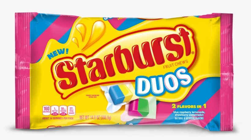 Starburst Duos Chews Laydown Bag - Starburst Mini Sours Unwrapped, transparent png download